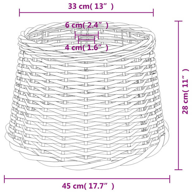 The Living Store Lampenkap Wicker - Ø45 x 28 cm - Wit - E27