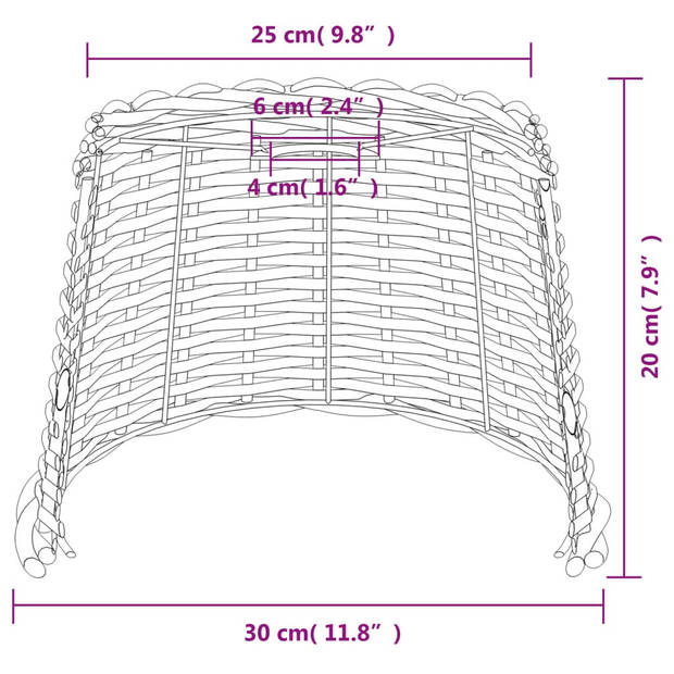 vidaXL Plafondlampenkap Ø30x20 cm wicker wit