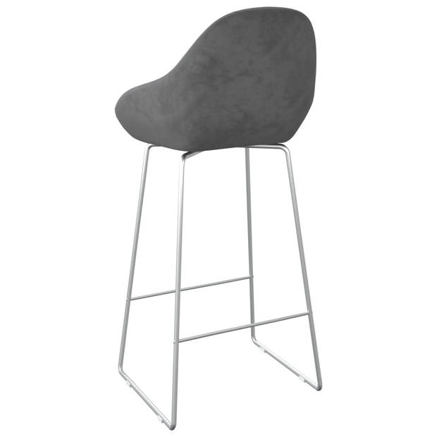 The Living Store Barkruk Velours - Donkergrijs - 52x57x94 cm - Trendy en stevig