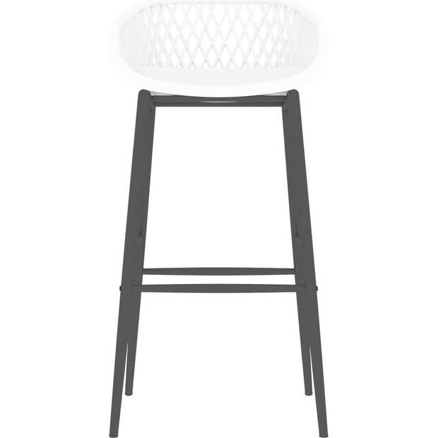 The Living Store Barstoelenset - PP en Metalen Barstoelen - 48 x 47.5 x 95.5 cm - Wit