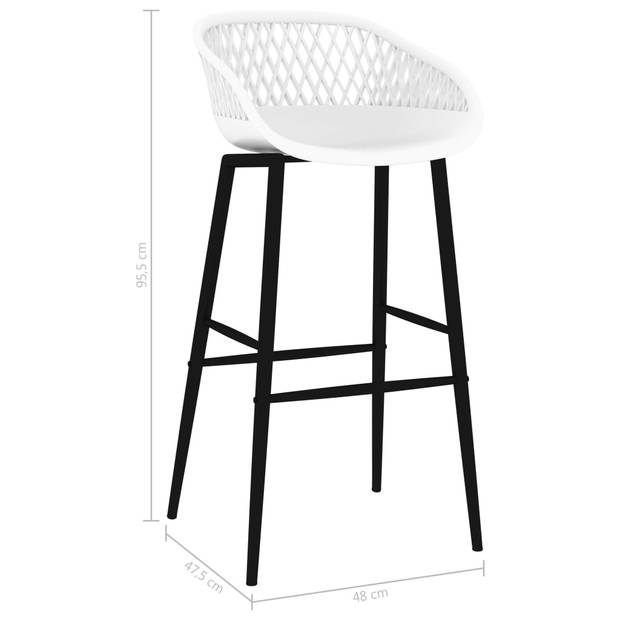 The Living Store Barstoelen - Set van 2 - Wit - 48x47.5x95.5 cm (BxDxH) - Ergonomisch ontworpen zitting - Lage