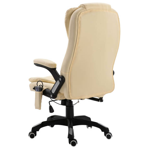 The Living Store Kantoorstoel Ergonomisch - Crème - 68 x 71 x (110-119) cm - 6-punts massage - verwarming