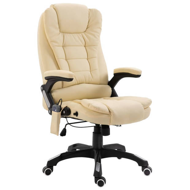 The Living Store Kantoorstoel Ergonomisch - Crème - 68 x 71 x (110-119) cm - 6-punts massage - verwarming