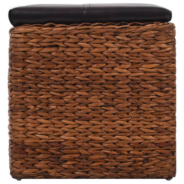 The Living Store Bank Zeegras - 105 x 40 x 42 cm - Met 3 manden - Bruin/Zwart - Polyurethaan