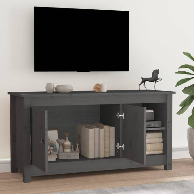 The Living Store TV-meubel - Grenenhout - 103x36.5x52 cm - Grijs