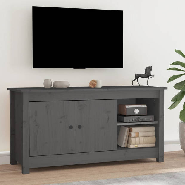 The Living Store TV-meubel - Grenenhout - 103x36.5x52 cm - Grijs