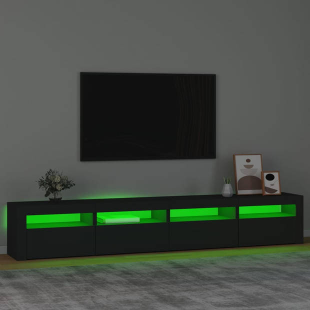 The Living Store TV-meubel Spazio - Zwart - 240x35x40 cm - Met RGB LED-verlichting