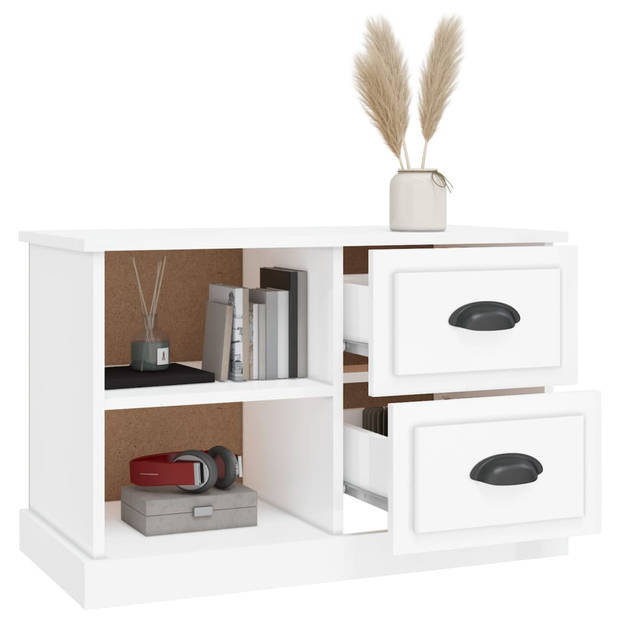 The Living Store Tv-kast Trendy - Tv-meubel met opbergruimte - 73x35.5x47.5 cm - Hoogglans wit