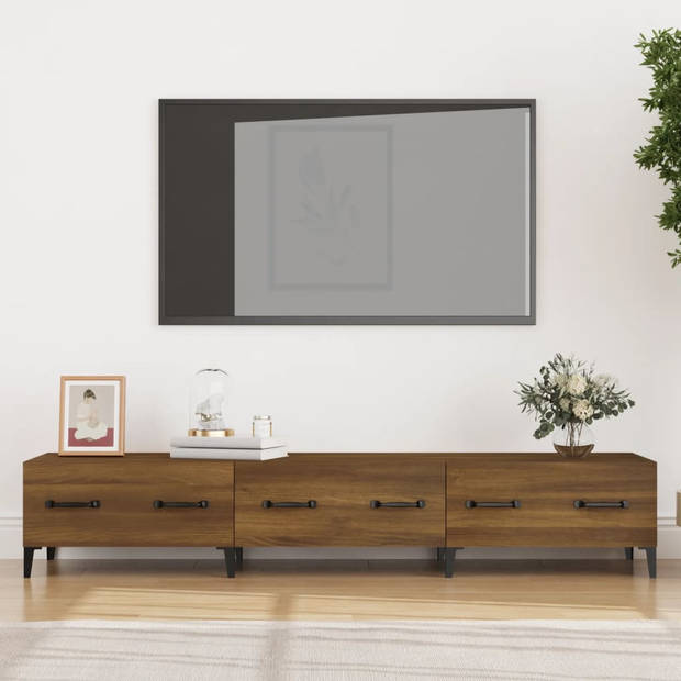 The Living Store TV-meubel Modern Bruineiken 150x34.5x30 cm - Stevig Hout - Voldoende opbergruimte