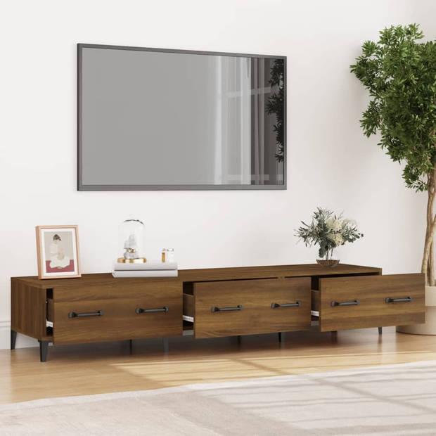 The Living Store TV-meubel Modern Bruineiken 150x34.5x30 cm - Stevig Hout - Voldoende opbergruimte