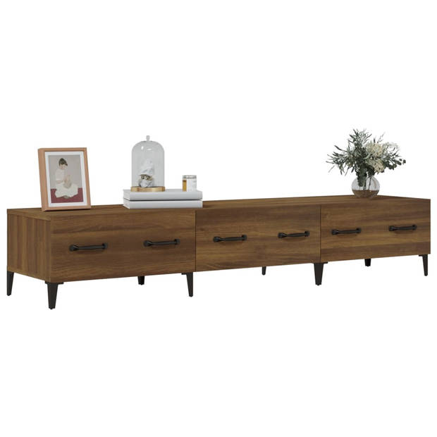 The Living Store TV-meubel Modern Bruineiken 150x34.5x30 cm - Stevig Hout - Voldoende opbergruimte