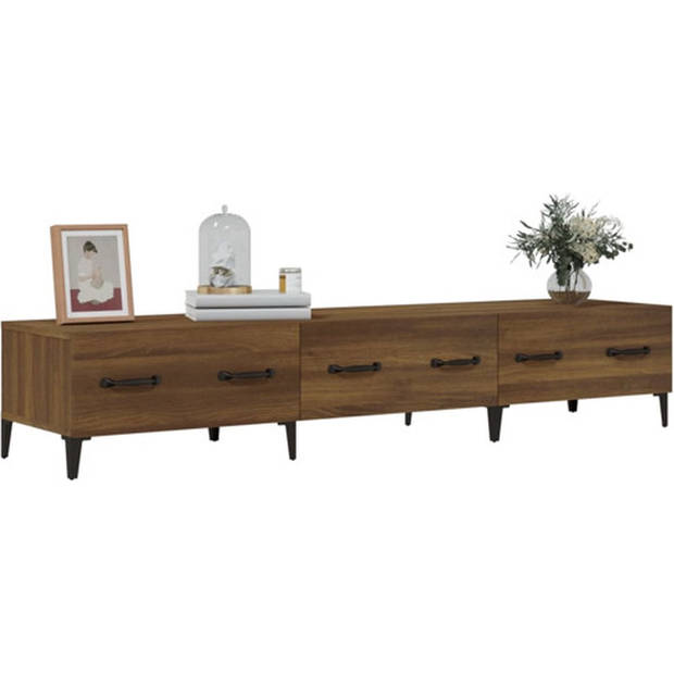 The Living Store TV-meubel Modern Bruineiken 150x34.5x30 cm - Stevig Hout - Voldoende opbergruimte