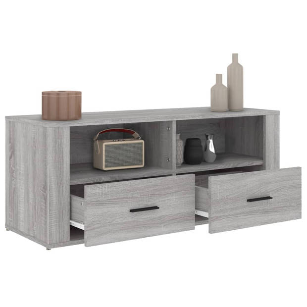 The Living Store Tv-kast Sonoma Eiken - 100x35x40 cm - Stereokast met opbergruimte