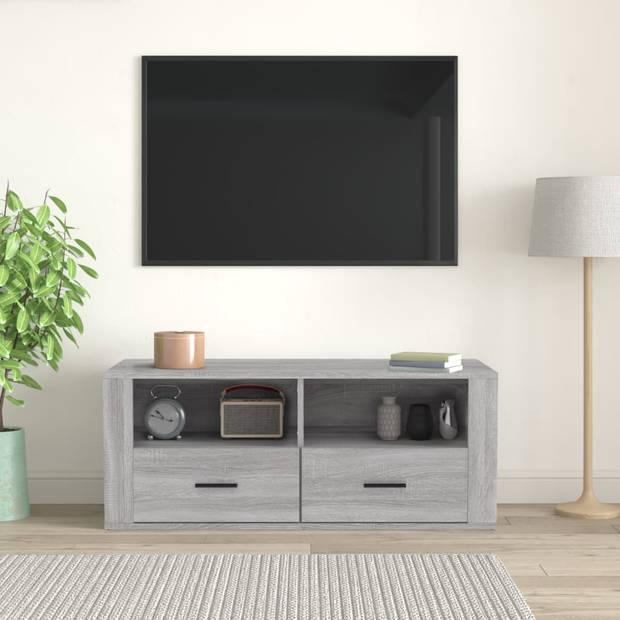 The Living Store Tv-kast Sonoma Eiken - 100x35x40 cm - Stereokast met opbergruimte