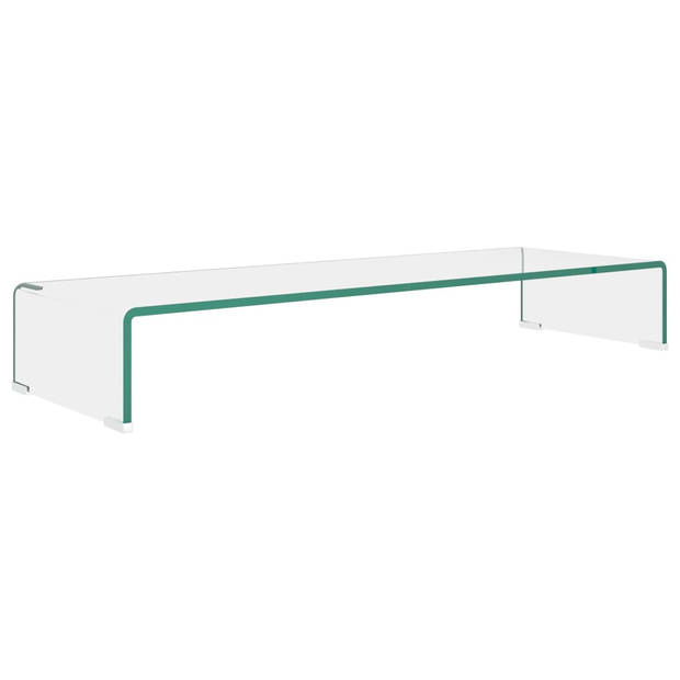 The Living Store TV-meubel - Glazen constructie - Verhoger - Gehard glas - Transparant - 90 x 30 x 13 cm - 12 mm dik