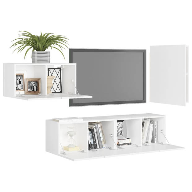 The Living Store Wandmeubelset - TV - 30.5 x 30 x 60 cm - Wit - Spaanplaat