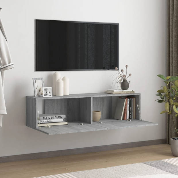 The Living Store TV-meubel - - 120 x 30 x 30 cm - Kleur- Grijs Sonoma Eiken - Materiaal- Bewerkt Hout
