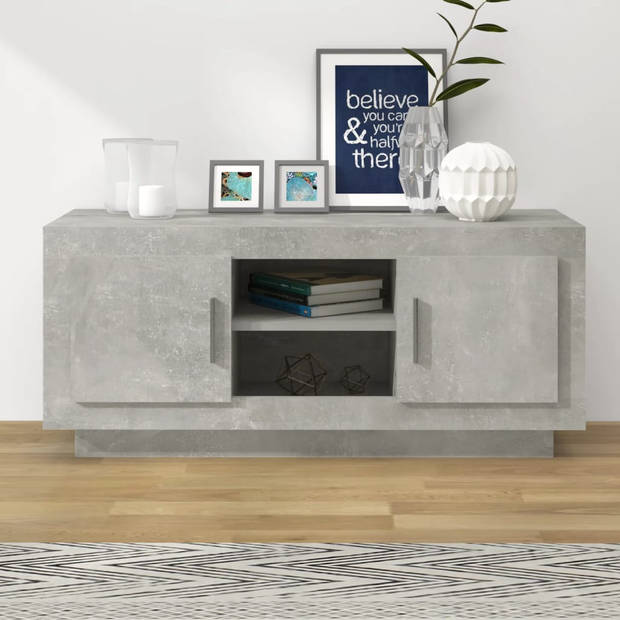 The Living Store Stereokast Betongrijs - 102 x 35 x 45 cm - Praktisch hifi-meubel