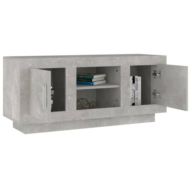 The Living Store Stereokast Betongrijs - 102 x 35 x 45 cm - Praktisch hifi-meubel