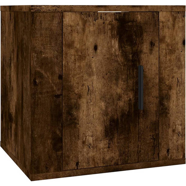 The Living Store Televisiekastenset - Klassiek - Bewerkt hout - Gerookt eiken - 2x 80x34.5x40cm - 2x 40x34.5x40cm - 2x