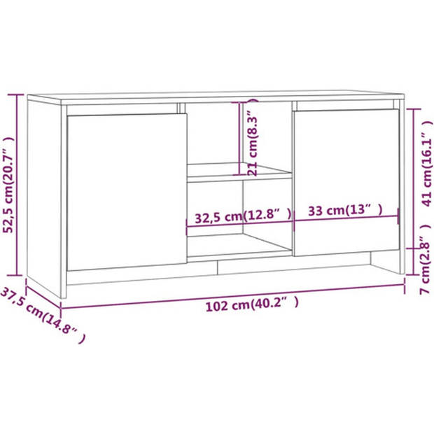 The Living Store Stereokast - Zwart - 102 x 37.5 x 52.5 cm - Montage vereist