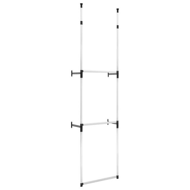 The Living Store Telescopisch Garderobesysteem - Kledingrek voor Ruimtebesparing - 65-110 x 28 x 250-300 cm -