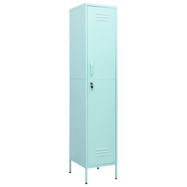 The Living Store Lockerkast - Mint - 35 x 46 x 180 cm - Staal - Met slot en verstelbare schappen