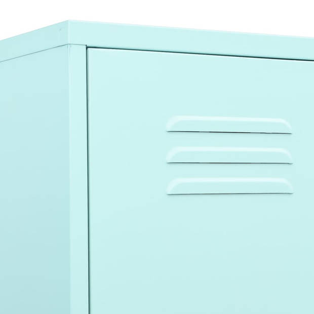 The Living Store Lockerkast - Mint - 35 x 46 x 180 cm - Staal - Met slot en verstelbare schappen