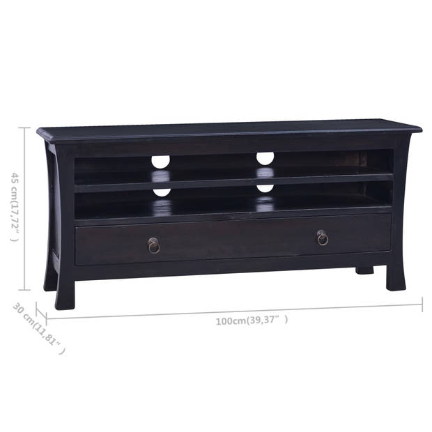 The Living Store Mahoniehouten TV-meubel - 100 x 30 x 45 cm - met lade en schappen