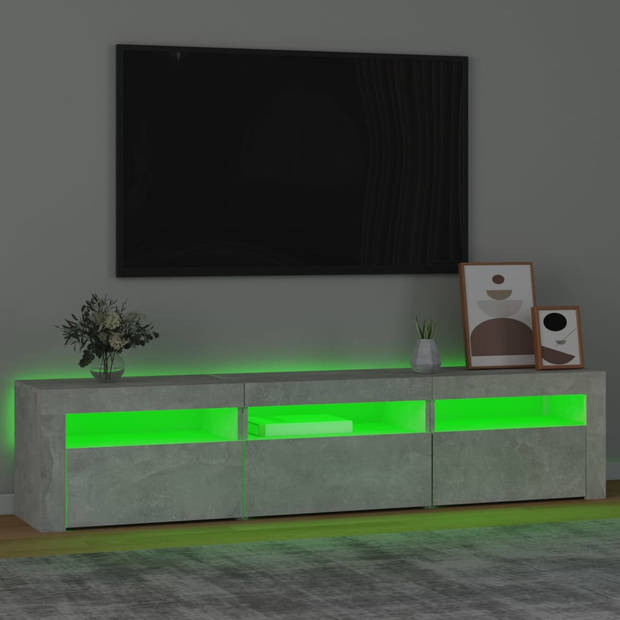 The Living Store TV-meubel Betongrijs - 180 x 35 x 40 cm - RGB LED-verlichting