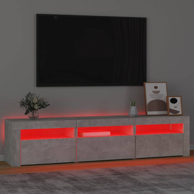 The Living Store TV-meubel Betongrijs - 180 x 35 x 40 cm - RGB LED-verlichting