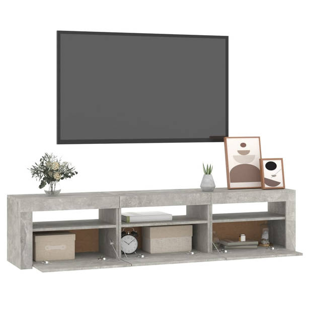 The Living Store TV-meubel Betongrijs - 180 x 35 x 40 cm - RGB LED-verlichting