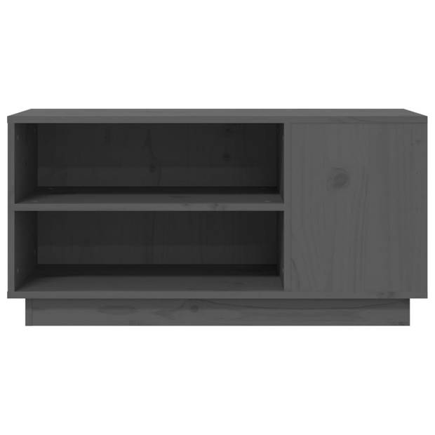 The Living Store Stereokast - Houten TV-kast - Grijs - 80x35x40.5 cm