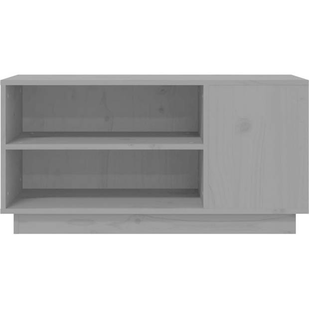 The Living Store Stereokast - Houten TV-kast - Grijs - 80x35x40.5 cm