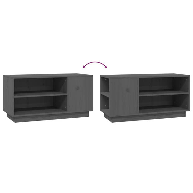 The Living Store Stereokast - Houten TV-kast - Grijs - 80x35x40.5 cm