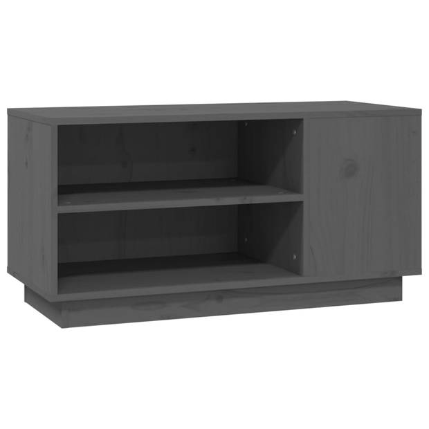 The Living Store Stereokast - Houten TV-kast - Grijs - 80x35x40.5 cm