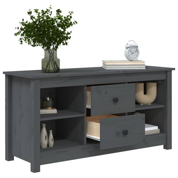 The Living Store TV-meubel Grenenhout - 103x36.5x52 cm - Grijs