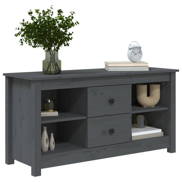 The Living Store TV-meubel Grenenhout - 103x36.5x52 cm - Grijs