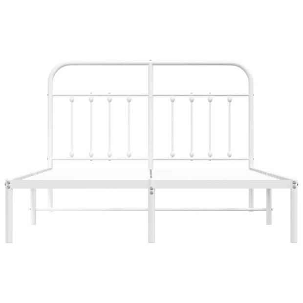 vidaXL Bedframe met hoofdbord metaal wit 140x200 cm