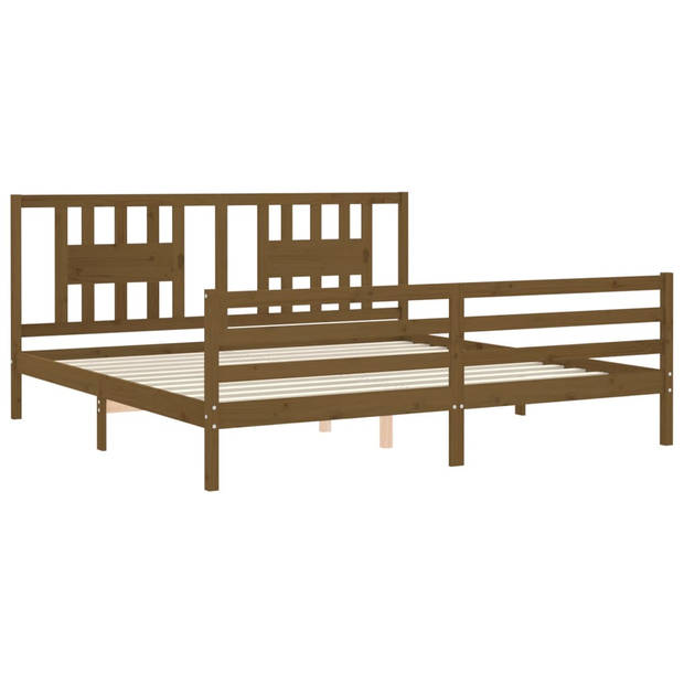 vidaXL Bedframe met hoofdbord massief hout honingbruin 200x200 cm