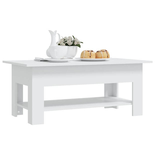 The Living Store Salontafel Modern - Spaanplaat - Wit - 102 x 55 x 42 cm - Montage vereist