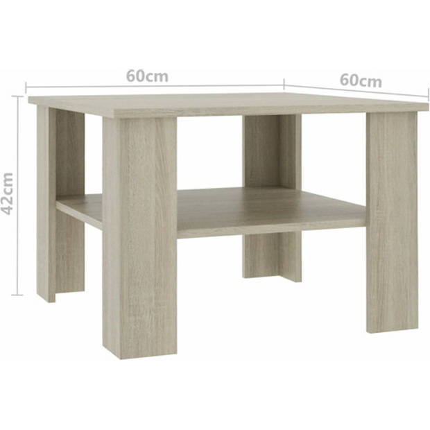 The Living Store Salontafel - Sonoma Eiken - 60x60x42cm - Stabiele duurzame constructie