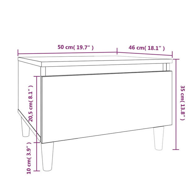 vidaXL Bijzettafel 50x46x35 cm bewerkt hout sonoma eikenkleurig