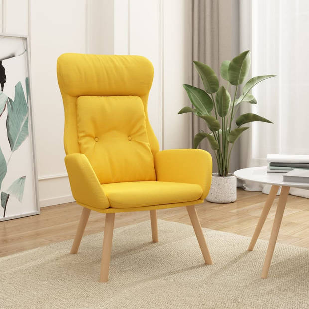 The Living Store Fauteuil Relaxstoel - Mosterdgeel - 70 x 77 x 94 cm - Dik gevoerde zitting