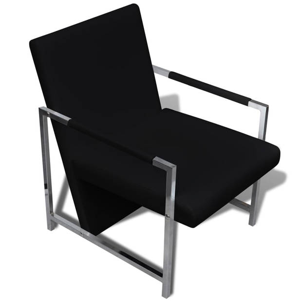 The Living Store Armstoel - Modern - Fauteuil - 53 x 69 x 73 cm - Zwart