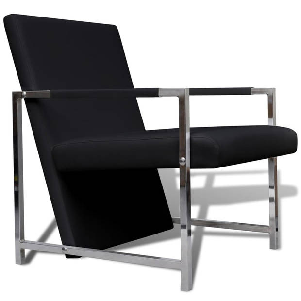 The Living Store Armstoel - Modern - Fauteuil - 53 x 69 x 73 cm - Zwart