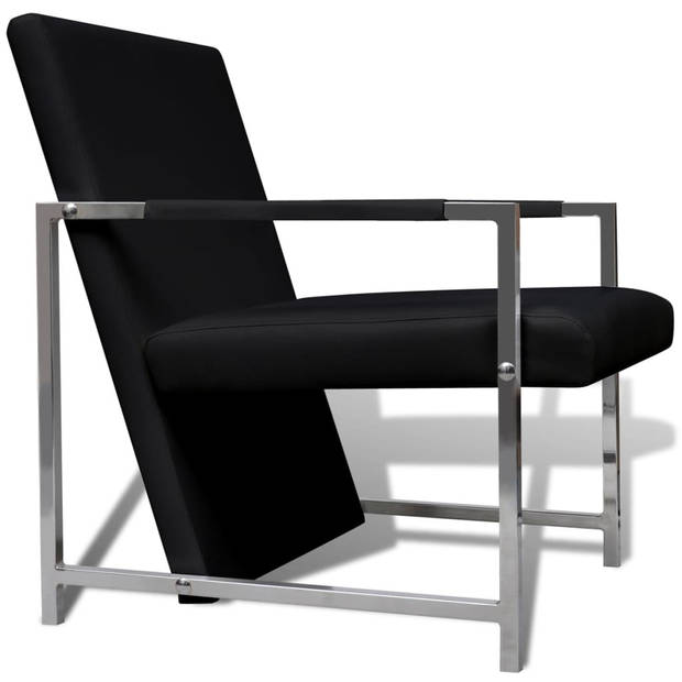 The Living Store Armstoel - Modern - Fauteuil - 53 x 69 x 73 cm - Zwart