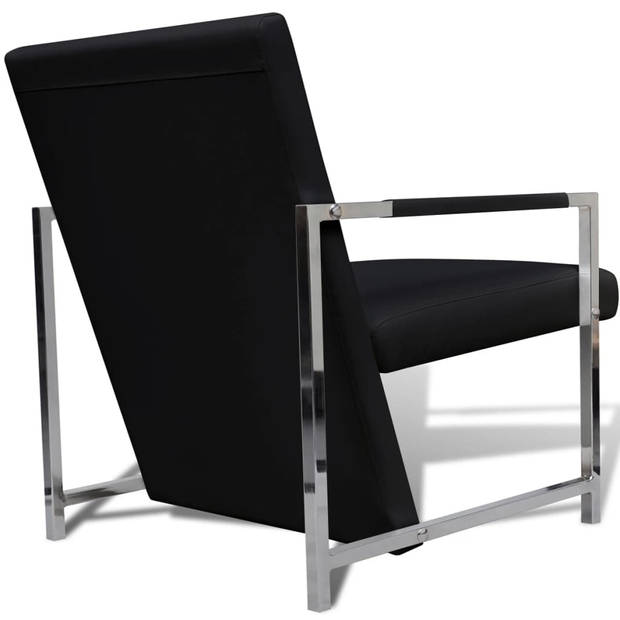 The Living Store Armstoel - Modern - Fauteuil - 53 x 69 x 73 cm - Zwart