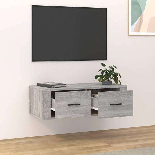 The Living Store TV-meubel - hangend - grijs sonoma eiken - 80 x 36 x 25 cm - opbergruimte