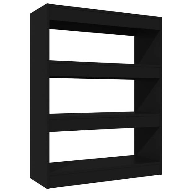 The Living Store Boekenkast Hout - 80 x 30 x 103 cm - Zwart